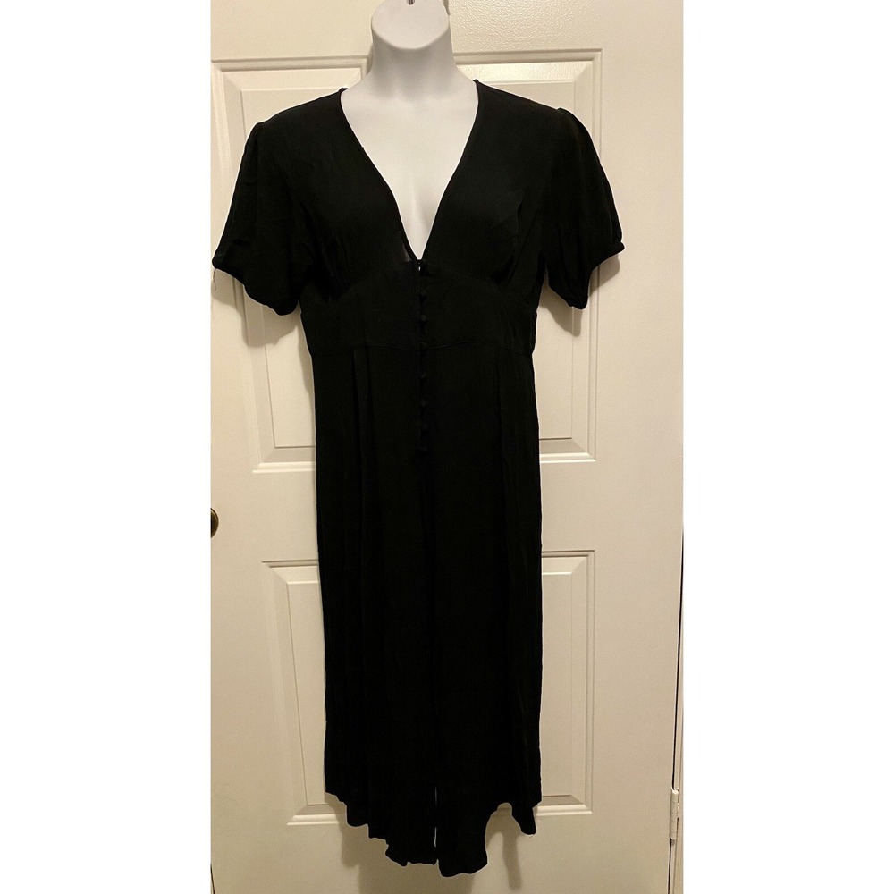 ASOS Black Gauze Jumpsuit Size 12 Short Sleeve‎ Wide Leg Pants Romper Women’s